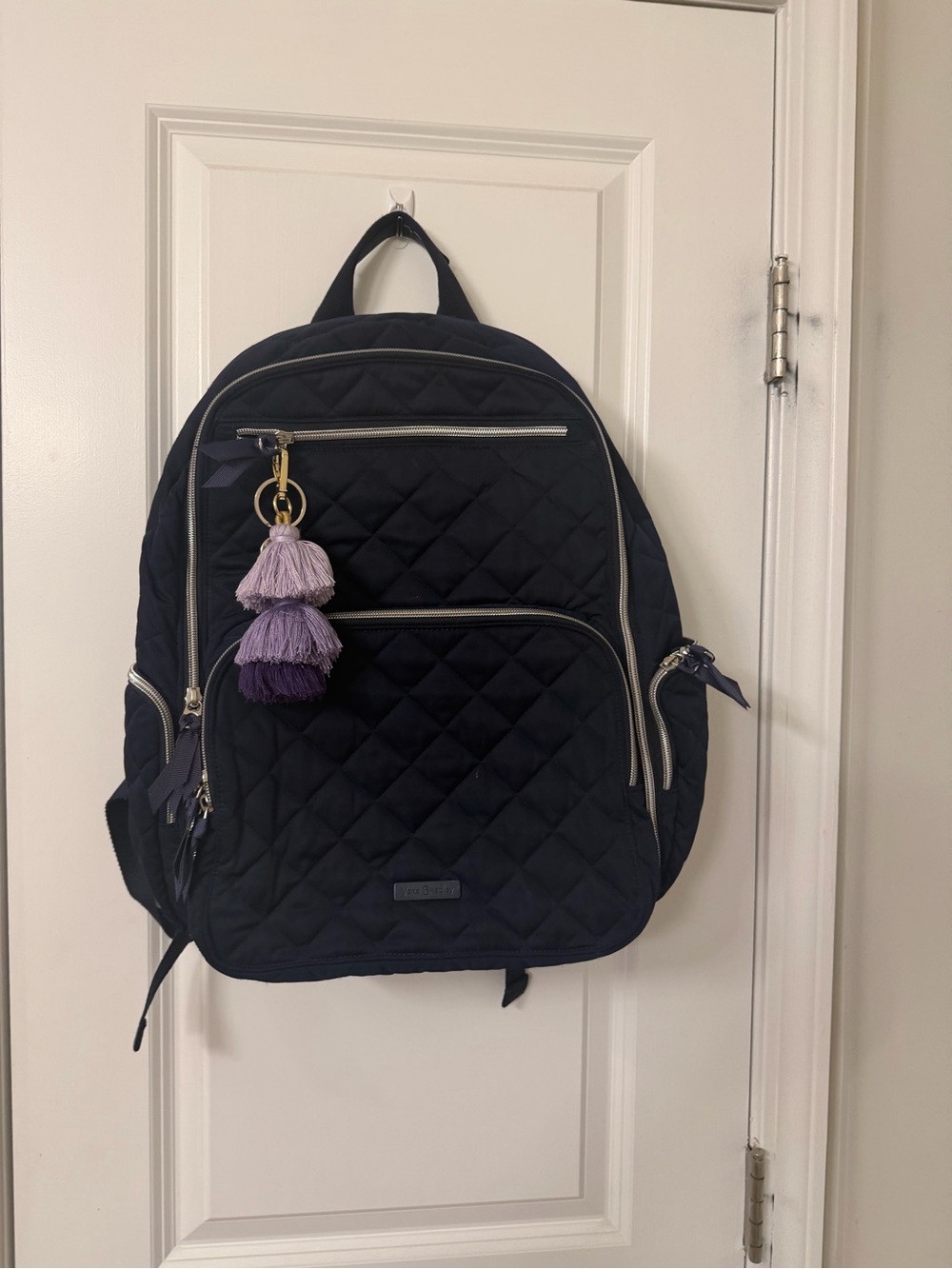 Vera Bradley Quilted Navy Women’s Backpack with Tassel Charm